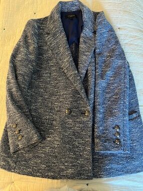 Talbots Double-Breasted Tweed Blazer - Blue Mix